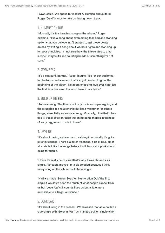 Punktastic King Prawn Exclusive Track by Track for new album ‘The Fabulous New Sounds Of…’_000002